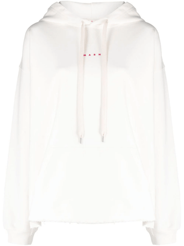 logo-print cotton hoodie in white