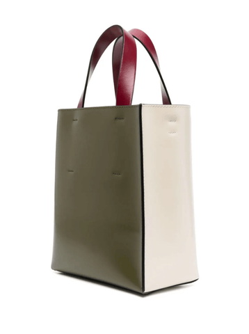 two-tone leather tote bag