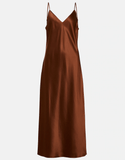 Clea silk satin brown dress