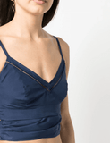 rear-tie V-neck cami top in blue