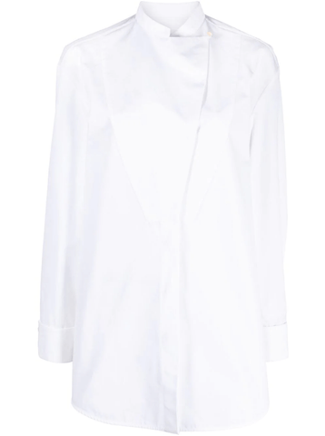 wrap-design cotton shirt in white