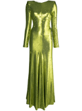 sequined open-back dress in lime green