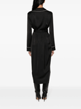 contrasting-trim wrap midi dress