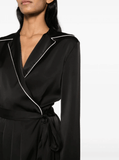 contrasting-trim wrap midi dress