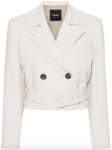 double-breasted cropped trench coat