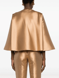 pleat-detailing satin jacket in gold