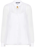 T-bar fastening silk blouse in white