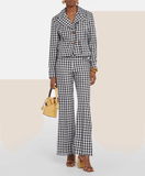 gingham-check flared trousers