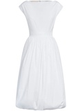 Balloon-skirt cotton-poplin sleeveless dress
