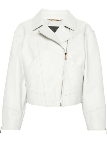 leather biker ice-white jacket