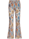 floral-print lace flared trousers