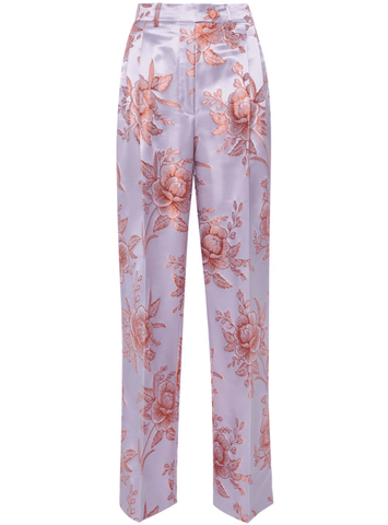 floral-jacquard satin trousers