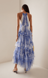 geometric-print maxi dress in blue