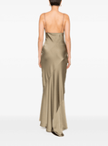 Olive green satin dress