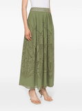 cut-out green poplin midi skirt
