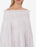 off-shoulder pleated blouse