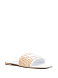 Portofino woven-raffia slides in white