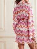 Metallic crochet-knit pink kaftan