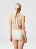 White metallic crochet-knit bikini