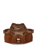 Cinch brown suede shoulder bag