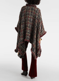 Wool-blend tweed poncho