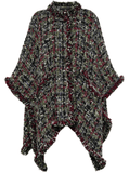 Wool-blend tweed poncho