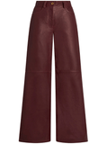 wide-leg leather trousers in boardeuax-red