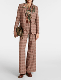 Checked high-rise wide-leg pants