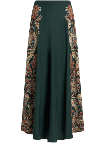 paisley-print silk midi skirt