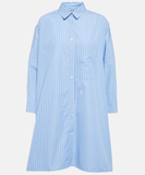 Striped cotton poplin shirt in blue