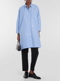 Striped cotton poplin shirt in blue