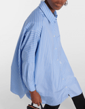 Striped cotton poplin shirt in blue