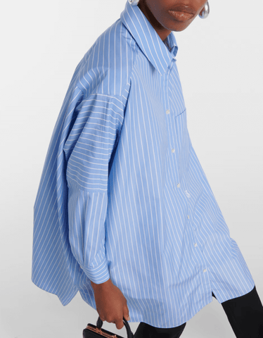 Striped cotton poplin shirt in blue