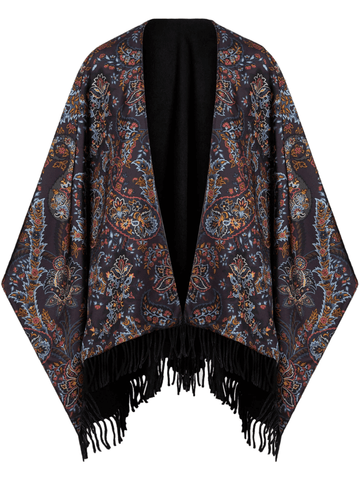 paisley-print silk cape