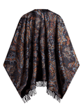 paisley-print silk cape