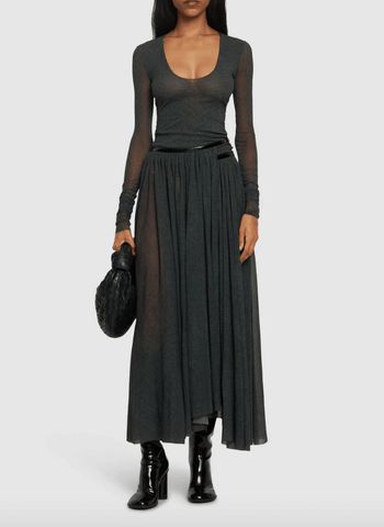 Stretch tulle long skirt