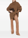 high-neck brown jumper