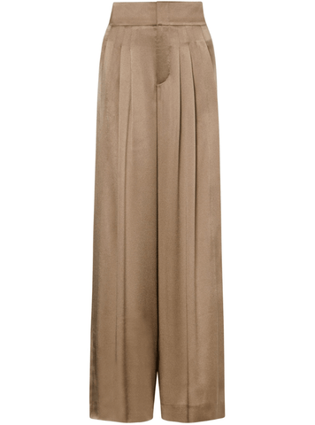 silk-satin palazzo beige trousers