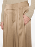 silk-satin palazzo beige trousers