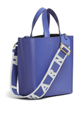 logo-strap leather tote bag in purple