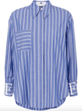 logo-cuffs striped blue shirt