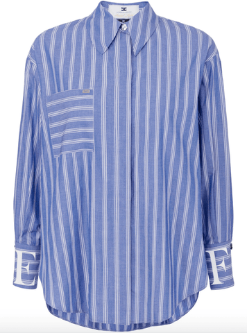 logo-cuffs striped blue shirt