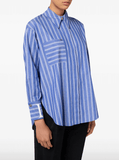 logo-cuffs striped blue shirt