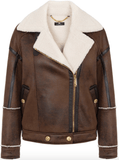 shearling lining faux-leather jacket