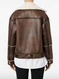 shearling lining faux-leather jacket