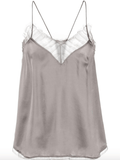 lace-trim cami silk top in grey