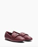 Puff leather loafers in burgundy