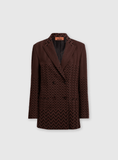 Double-breasted zigzag cotton brown blazer