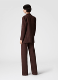 Double-breasted zigzag cotton brown blazer