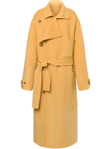 double-breasted wool coat in yellow